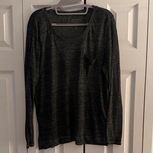 GAP Dark Gray Long Sleeve Linen Top